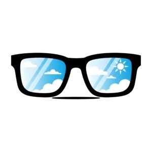 flat vector icon of sunglasses with reflection effect on white