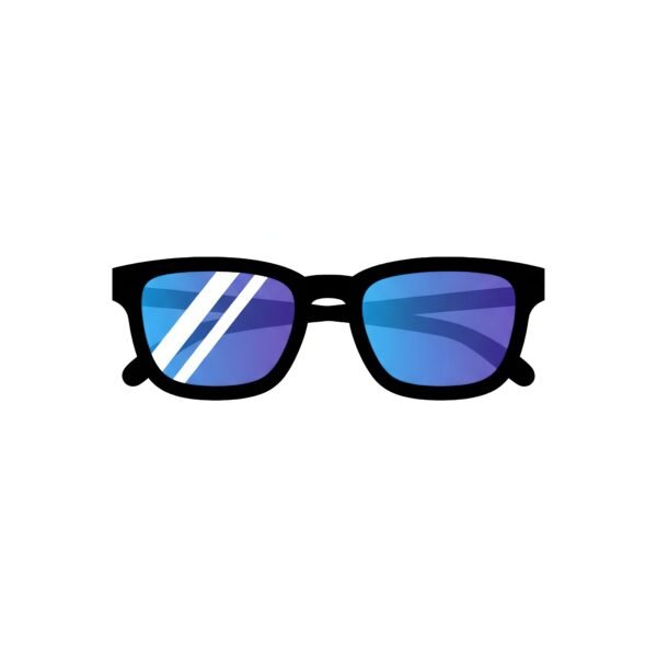 flat vector icon of sunglasses with reflection effect on white