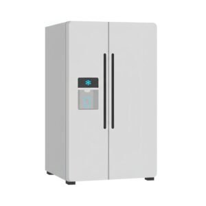 flat vector illustration of a refrigerator with double doors simple geometric design white background 2