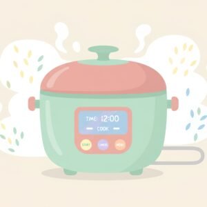 flat vector illustration of a rice cooker with digital display pastel colors 9Yo6oZqb upscaled