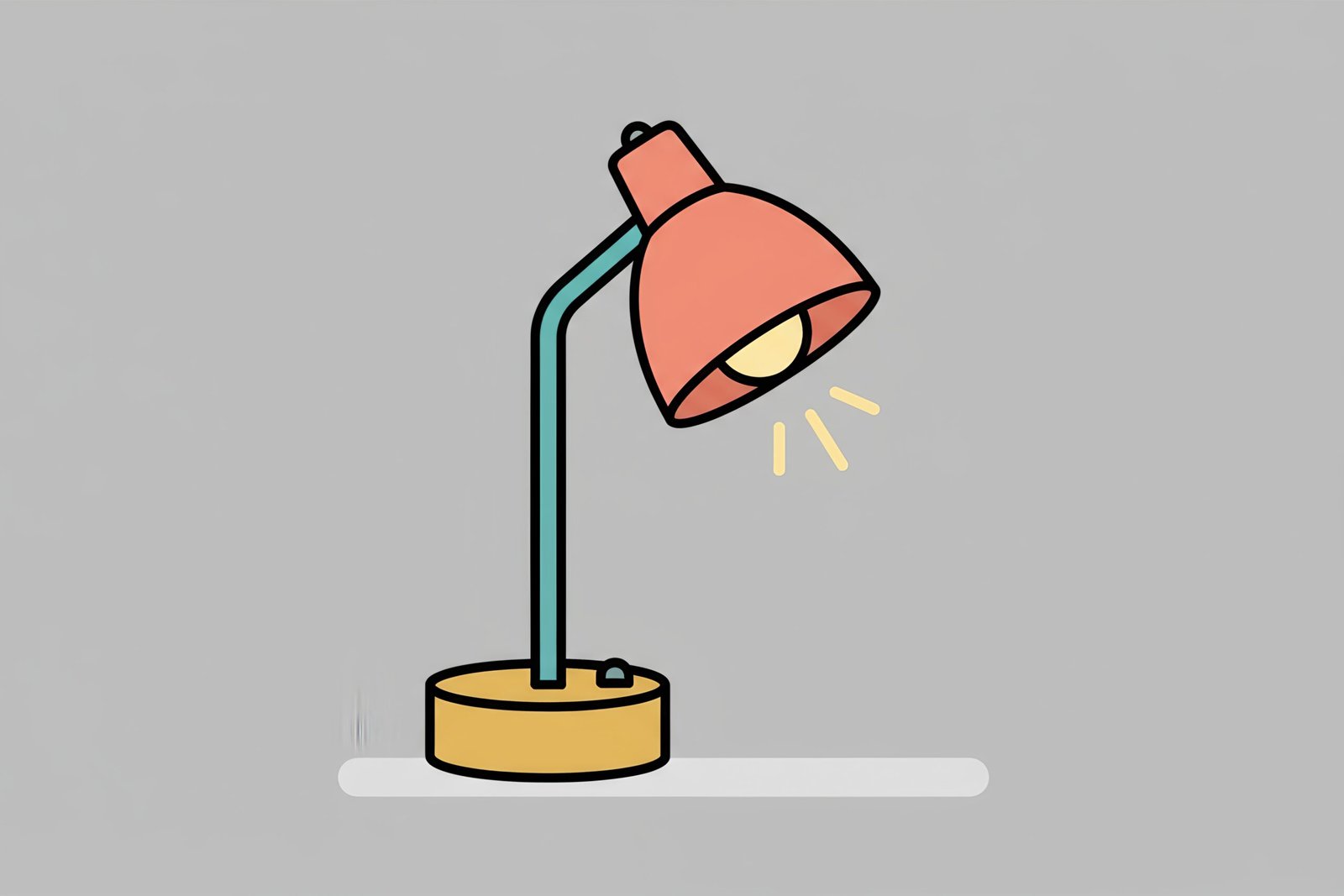 flat vector illustration of a table lamp clean geometric design