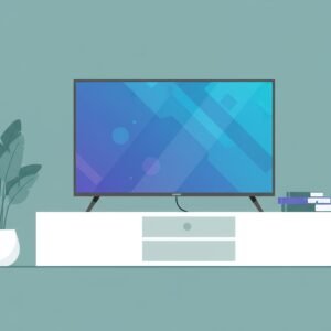 flat vector illustration of a television set on tv stand modern slim screen design