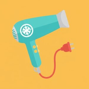 flat vector image of a hair dryer bright and simple composition