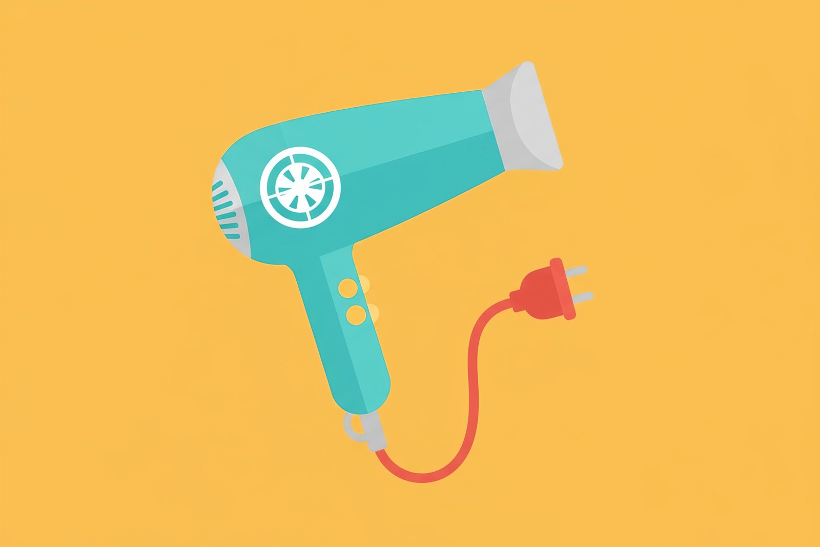 flat vector image of a hair dryer bright and simple composition