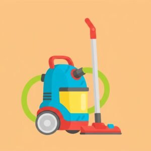 flat vector image of a vacuum cleaner bright colors simple shading