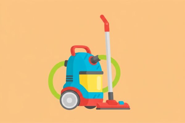 flat vector image of a vacuum cleaner bright colors simple shading