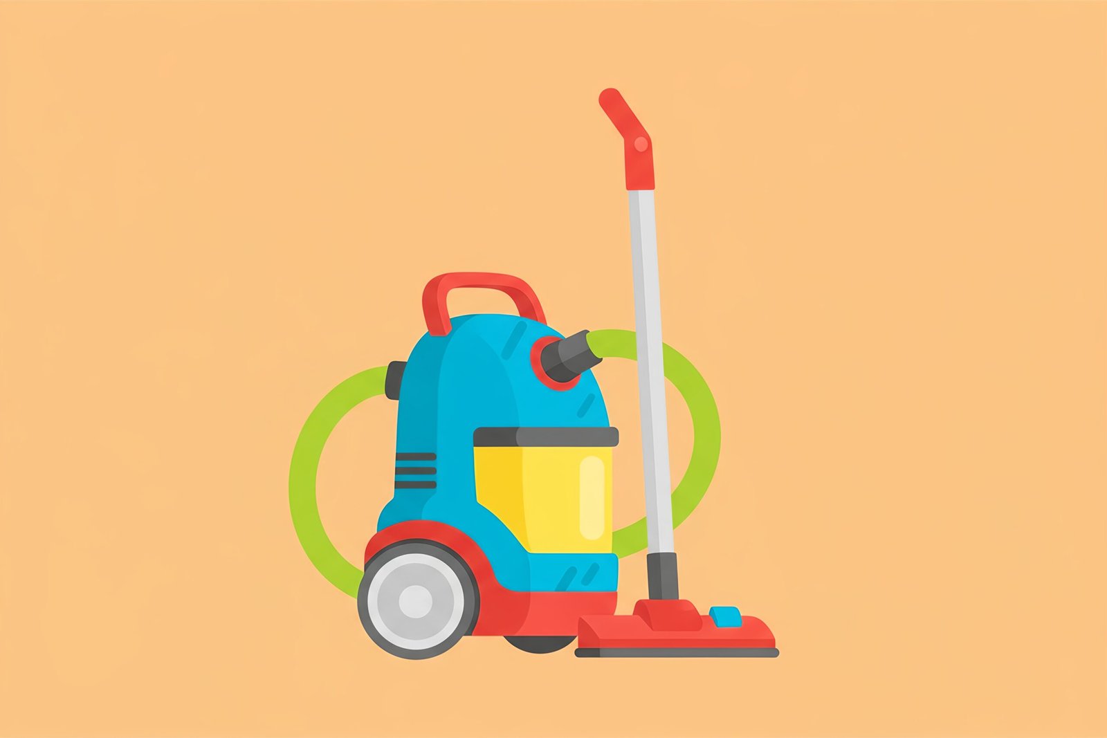 flat vector image of a vacuum cleaner bright colors simple shading
