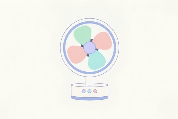 flat vector image of an electric fan simple round blades pastel tone