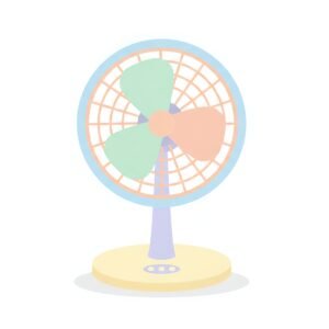 flat vector image of an electric fan simple round blades pastel tone isolated on white