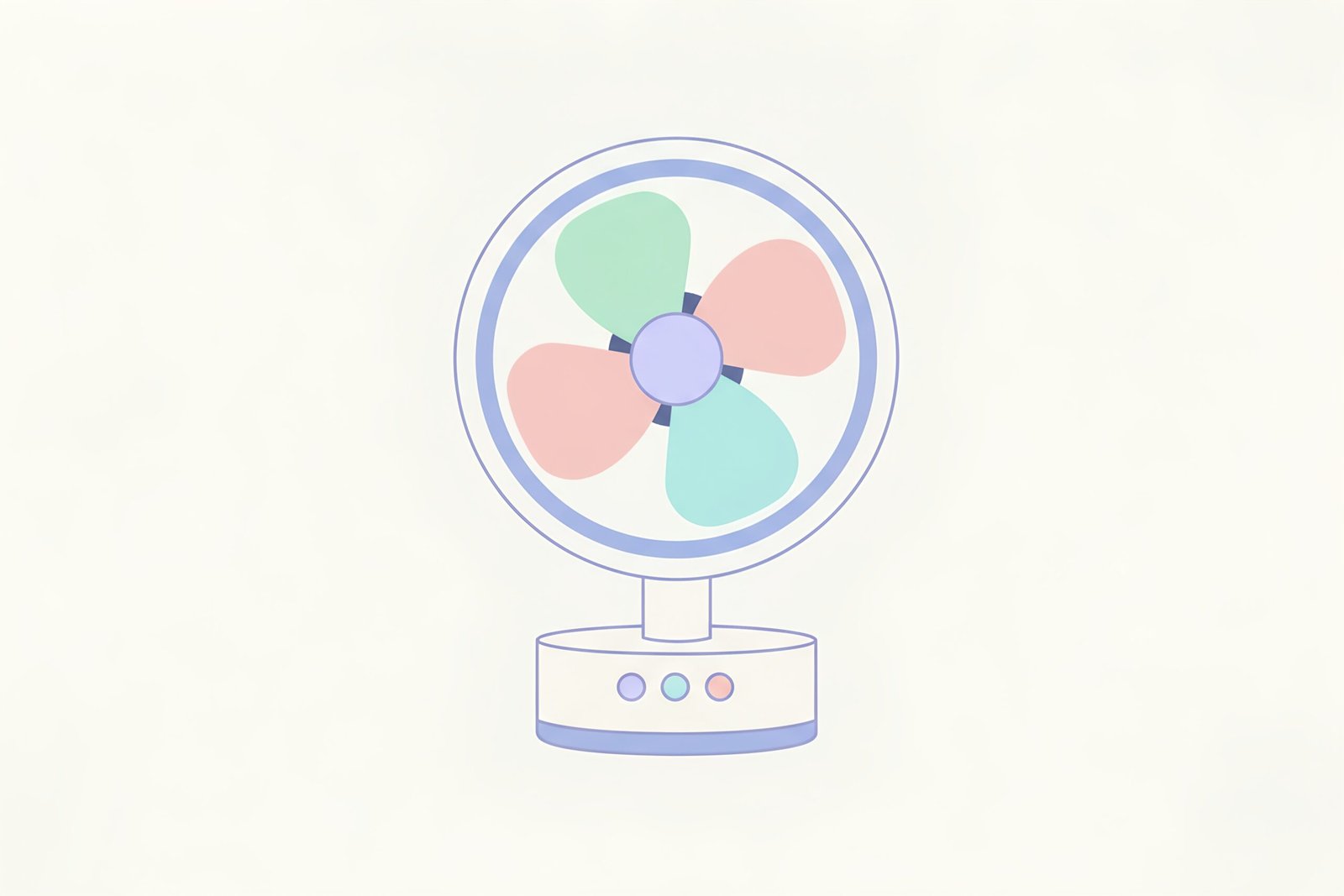 flat vector image of an electric fan simple round blades pastel tone