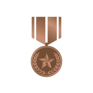 Flat vector icon of a bronze medal with ribbon—free graphic for awards, achievements or icon-style visuals.
