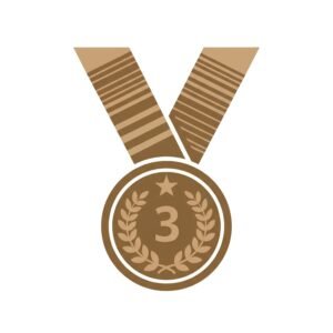 Flat vector medal icon with ribbon in bronze‑tone on white background — ideal for award or badge design assets