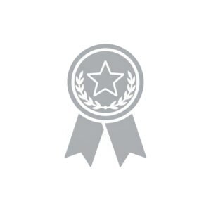 Flat vector icon of a silver medal with ribbon—free graphic for awards, achievements or icon-style visuals.