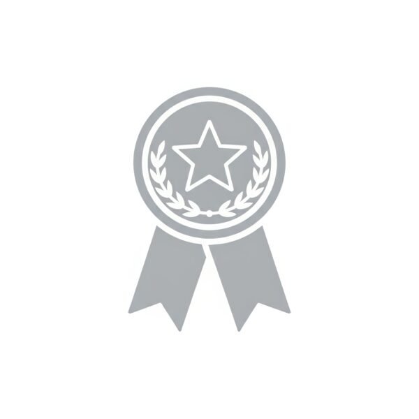 Flat vector icon of a silver medal with ribbon—free graphic for awards, achievements or icon-style visuals.