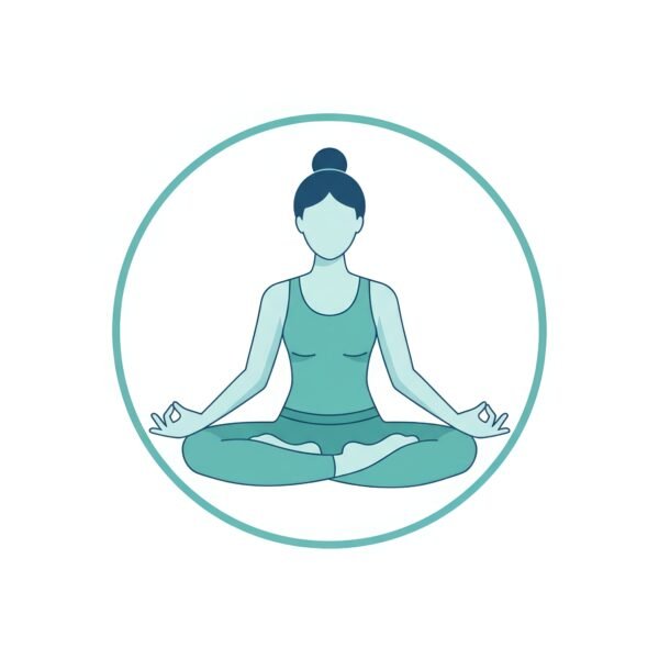 Flat vector icon of a woman in a yoga pose silhouette—ideal for wellness, fitness or lifestyle design assets