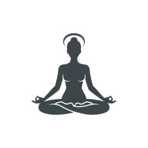 Flat vector icon of woman in yoga pose silhouette