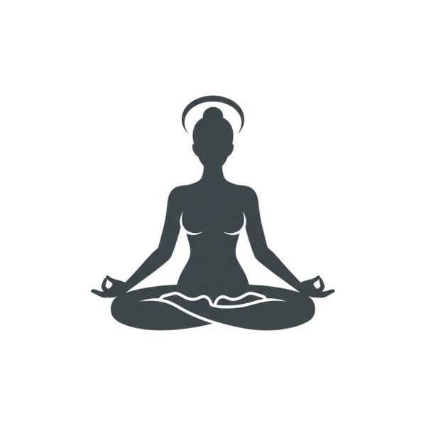 Flat vector icon of woman in yoga pose silhouette
