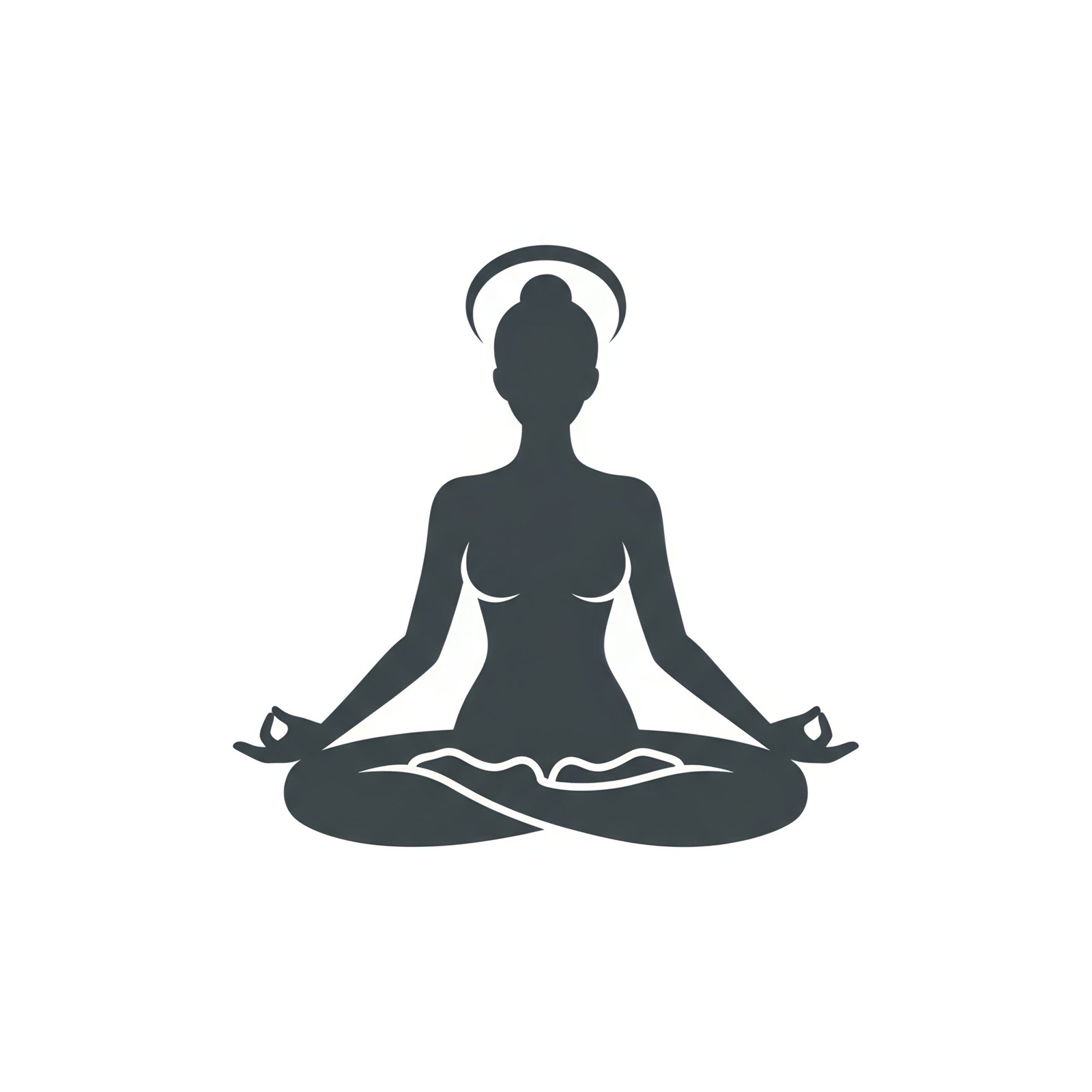Flat vector icon of woman in yoga pose silhouette