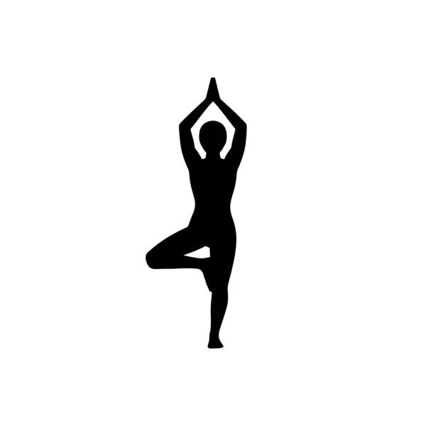 flat vector yoga pose silhouette icon minimalist white background