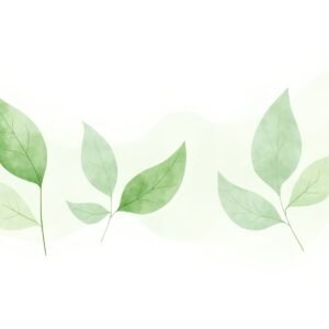 Botanical watercolor leaves in soft green tones gentle gradients organic shapes minimal design on white background
