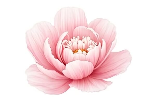 Download free watercolor peony illustration featuring layered pink petals, ideal for botanical prints, feminine branding, and elegant stationery designs.