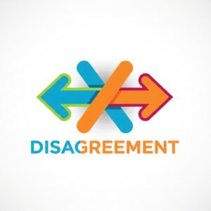 Two bold arrows pointing in opposite directions bright contrasting colors clean modern graphic style symbolizing disagreement or clashing viewpoints.