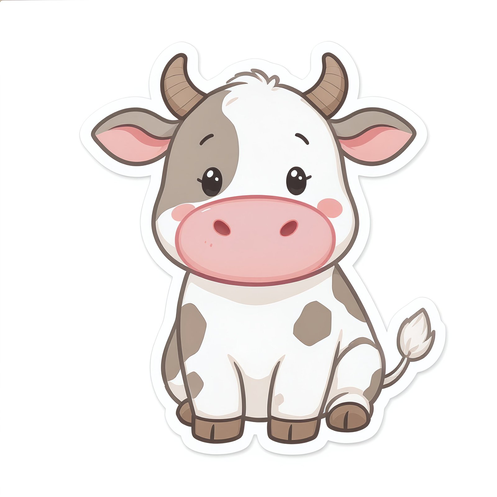 clean 2d flat cartoon illustration of a cow soft pastel colors smooth rountails friendly educational style centered object white background no text Ph5bPtzs upscaled