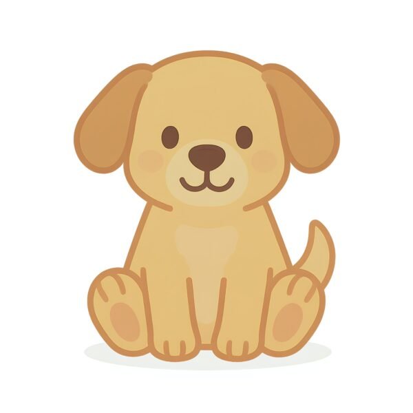Download this dog cartoon illustration in soft pastel colors, perfect for kids education, pet learning visuals, and friendly classroom materials.