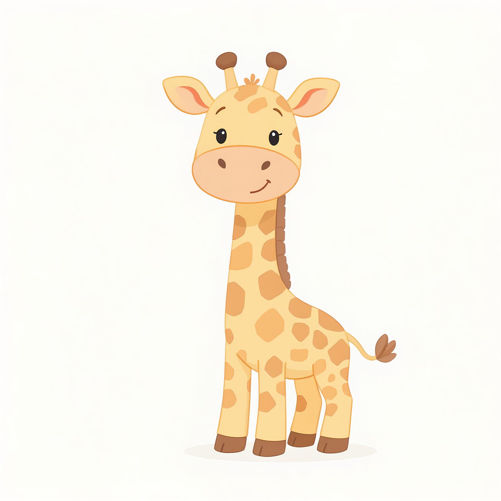 clean 2d flat cartoon illustration of a giraffe soft pastel colors smooth tails friendly educational style centered object white background no text Fki5yHA upscaled