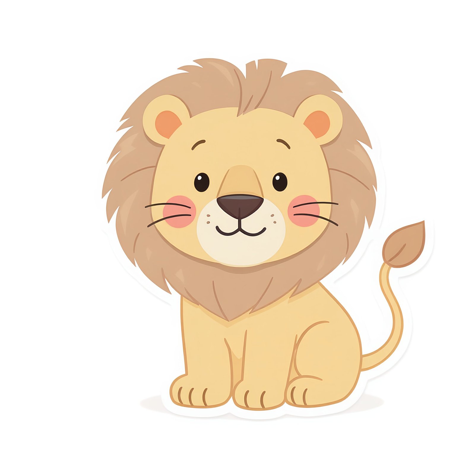 clean 2d flat cartoon illustration of a lion soft pastel colors smooth routails friendly educational style centered object white background no text UKnXsaj3 upscaled