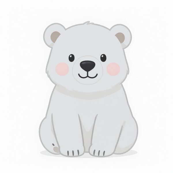 Download free polar bear cartoon illustration in a clean 2D flat style, ideal for educational posters, kids learning apps, and animal-themed visuals.