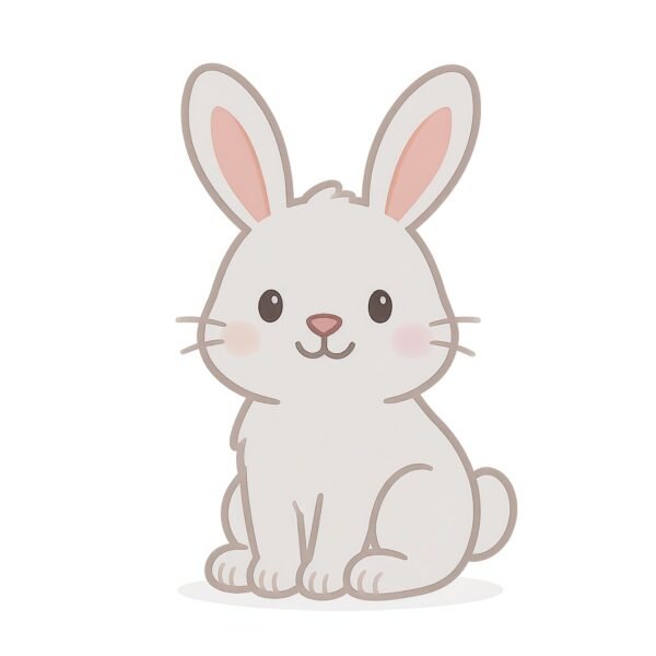 Download this rabbit cartoon illustration in soft pastel colors, perfect for children’s books, animal learning visuals, and friendly educational designs.