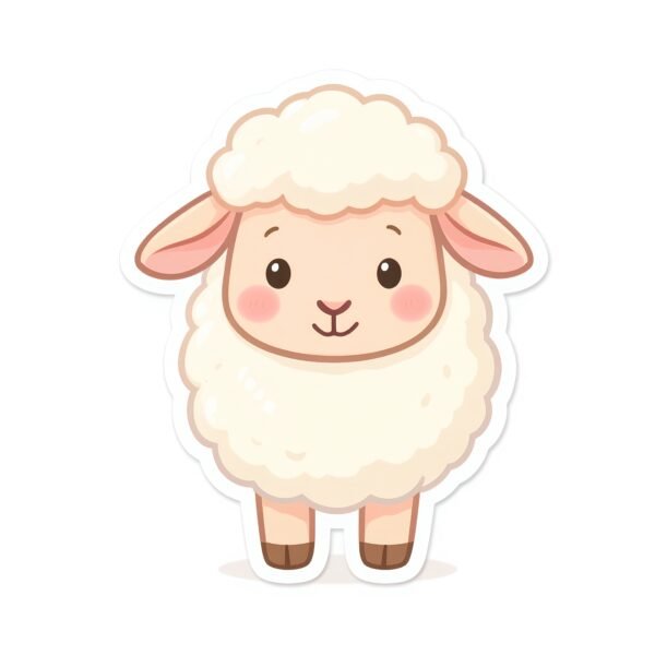 Download this sheep cartoon illustration in soft pastel colors, ideal for kids education, farm animal visuals, and friendly learning designs.