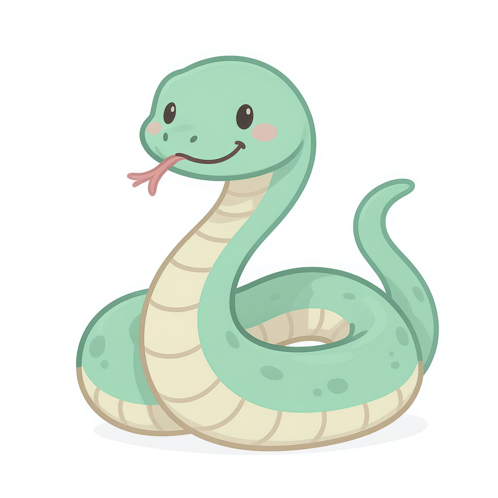 clean 2d flat cartoon illustration of a snake soft pastel colors smooth rotails friendly educational style centered object white background no text hpGlg1wN upscaled