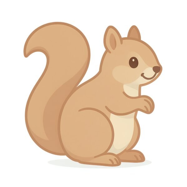 Download free squirrel cartoon illustration in a clean flat 2D style, ideal for kids education, animal charts, and playful learning visuals.