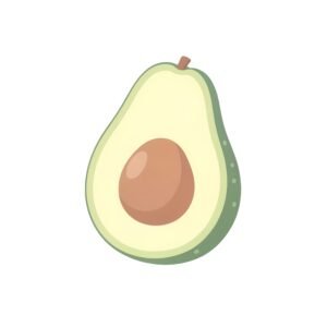 clean 2d flat illustration of a single avocado simple rounded shapes soft e background no text consistent with modern language learning app visuals zrm61UN upscaled
