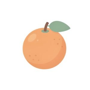 clean 2d flat illustration of a single orange with green leaf simple rounde background no text consistent with modern language learning app visuals njUtP G0 upscaled