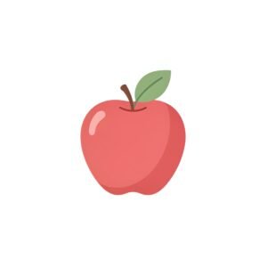clean 2d flat illustration of a single red apple with a small green leaf se background no text consistent with modern language learning app visuals GvxXvGRo upscaled