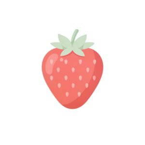 clean 2d flat illustration of a single strawberry with green leaves simplee background no text consistent with modern language learning app visuals Dje6T Bs upscaled