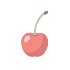 clean 2d flat illustration of single cherry simple rounded shapes soft pase background no text consistent with modern language learning app visuals hFvZmUMc upscaled