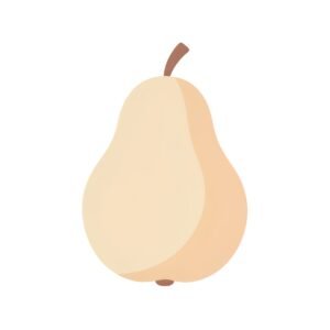 clean 2d flat illustration of single pear simple rounded shapes soft pastee background no text consistent with modern language learning app visuals 7 EDlxgX upscaled