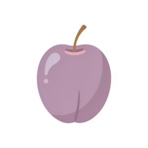 clean 2d flat illustration of single plum simple rounded shapes soft pastee background no text consistent with modern language learning app visuals r2hVpPzh upscaled