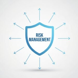 clean finance concept image showing the words risk management inside a simgn flat vector style graphics subtle shadows clear readable text no logos cO0HSdd2 upscaled