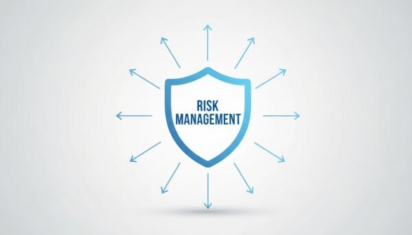 clean finance concept image showing the words risk management inside a simgn flat vector style graphics subtle shadows clear readable text no logos cO0HSdd2 upscaled