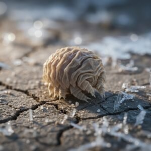 realistic microscopic view of a tardigrade in its dried tun shutdowngical textures and proportions no cartoon look no humans no text no logos gec3uzjX upscaled