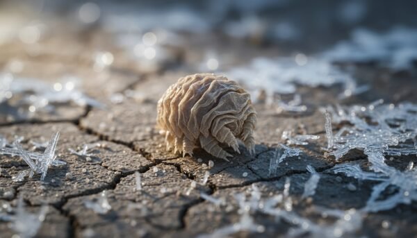 realistic microscopic view of a tardigrade in its dried tun shutdowngical textures and proportions no cartoon look no humans no text no logos gec3uzjX upscaled