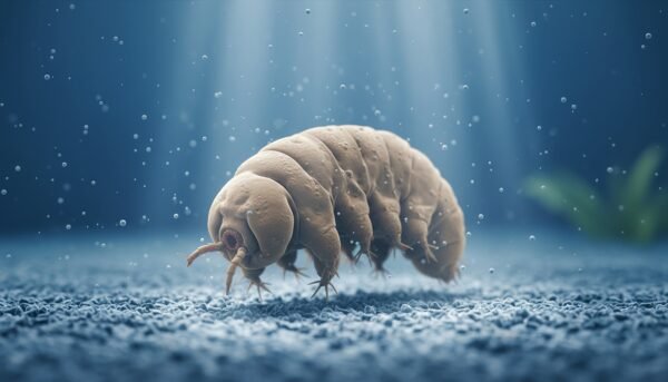 ultra realistic underwater microscopic scene of a tardigrade floating and ing cinematic scientific realism macro focus high detail textures no text 9l8Sd67z upscaled
