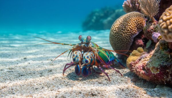 ultra realistic underwater wildlife photograph of a mantis shrimp resting e wildlife photography style no motion effects no humans no text no logos Nrbw5KPe upscaled