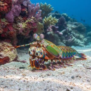ultra realistic underwater wildlife photograph of a mantis shrimp resting e wildlife photography style no motion effects no humans no text no logos rTgLQGMF upscaled